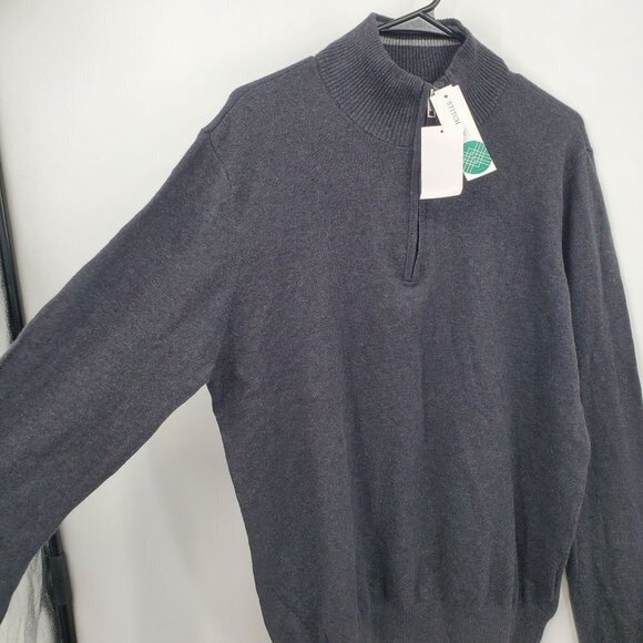 Hawker Rye 95/5 Cotton Cashmere Half-Zip Mockneck Sweater Mens Size Large NWT - Picture 5 of 15